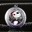 Nightmare Xmas Jack Cabochon LOCKET Pendant Silver Chain Necklace USA Ship #143