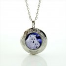 White Wolves Wolf Cabochon LOCKET Pendant Silver Chain Necklace USA Ship #36 White Wolves Wolf Cabochon LOCKET Pendant Silver Chain Necklace USA Ship #36