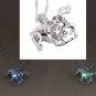 Luminous Stone Blue Green Horse Silver Plated Necklace Chain Pendant USA Shipper
