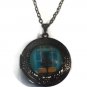 Cat in Window LOCKET Pendant Gun Black Silver Chain Necklace USA Ship #156