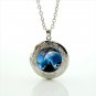 Silhouette Wolf Moon Cabochon LOCKET Pendant Silver Chain Necklace USA Ship #35