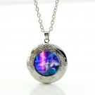 Angel with Wings Cabochon LOCKET Pendant Silver Chain Necklace USA Ship #120