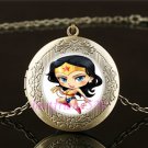 Wonder Woman Hero Cabochon LOCKET Pendant Bronze Chain Necklace USA Shipper #99
