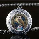 Owl Wicca Star Bird LOCKET Pendant Silver Chain Necklace USA Shipper #6
