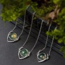 Unique Moss Agate Deer Antler Pendant Fashion Necklace
