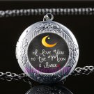 I Love You To Moon Cabochon LOCKET Pendant Silver Chain Necklace USA Ship #186