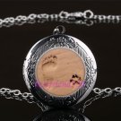 Foot and Paw Print LOCKET Pendant Gun Black Silver Chain Necklace USA Ship #127