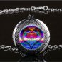 Rainbow Heart Tree LOCKET Pendant Gun Black Silver Chain Necklace USA Ship #121