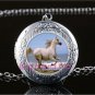 White Horse Beach Cabochon LOCKET Pendant Silver Chain Necklace USA Ship #110