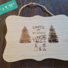 Laser Engraved Camping with Gnomies Wood Wall Decor Hanging Plaque Rustic Tray Laser Engraved Camping with Gnomies Wood Wall Decor Hanging Plaque Rustic Tray