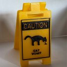 Caution Cat Vomit Sign 3" Tall 3D Printed Yellow Black Funny Humor Gift Prank Caution Cat Vomit Sign 3" Tall 3D Printed Yellow Black Funny Humor Gift Prank