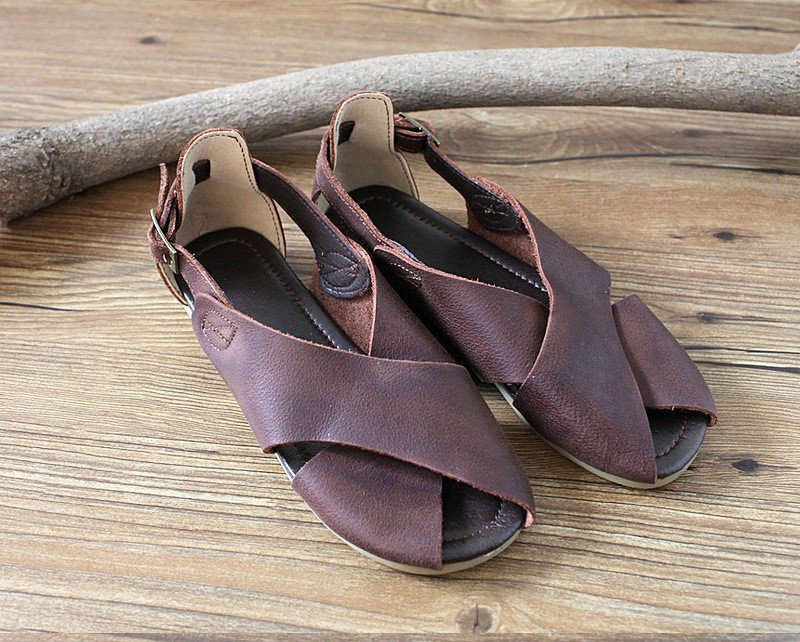 Genuine Leather pure handmade Fish mouth shoes For Women's