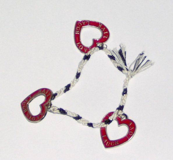 LIVE LOVE LAUGH red heart charm bracelet