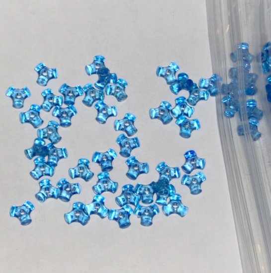 SALE Half ounce of Vintage acrylic tripoint beads - translucent blue