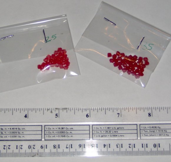 4mm acrylic plastic bicone beads - two hues of solid red