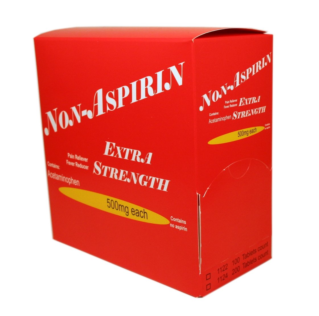 Extra Strength NonAspirin 50 Packets 2 Tablets 500mg 100 Total Tablets