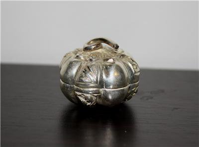 Asian Silver Pumpkin Trinket Box
