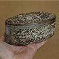 Asian Filigree Silver Oval Lidded Box with Flowers