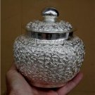 Asian Handcrafted Silver Pot With Lid