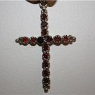 Graceful 925 Silver and Jewel Encrusted Cross