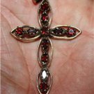 Elegant 925 Silver and Garnet Encrusted Cross