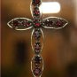 Elegant 925 Silver and Garnet Encrusted Cross