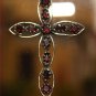 Elegant 925 Silver and Garnet Encrusted Cross