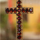 Elegant Sterling Silver and Garnet Cross 925