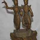 Old Antique Khmer Cambodian Bronze Dancing Sisters Statue