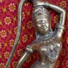 Old Asian Bronze Cambodian Dancing Lady Statue