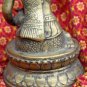 Old Asian Bronze Cambodian Sitting Lady Holding A Pot
