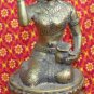 Old Asian Bronze Cambodian Sitting Lady Holding A Pot