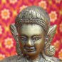 Old Asian Bronze Cambodian Sitting Lady Holding A Pot