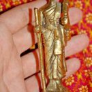 Old Asian Bronze Cambodian Man Holding A Cane #1