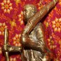 Old Asian Bronze Cambodian Man Holding A Cane #1