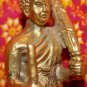 Old Asian Bronze Cambodian Man Holding A Cane #1