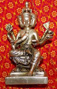 Old Asian Silver Phra Phrom Buddha Statue