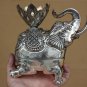 Asian Silver Sitting Elephant Statue Box