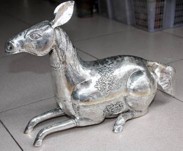 Beautiful Big Asian Silver Sitting Horse