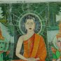 Antique Asian Original Old Cambodian Buddhist Oil Canvas Buddha Painting #9