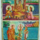 Antique Asian Original Old Cambodian Buddhist Oil Canvas Buddha Painting #7