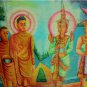 Antique Asian Original Old Cambodian Buddhist Oil Canvas Buddha Painting #7