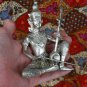 Old Asian Cambodian Khmer Silver Sitting Music Man Statue
