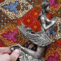 Old Asian Cambodian Khmer Silver Kneeling Statue