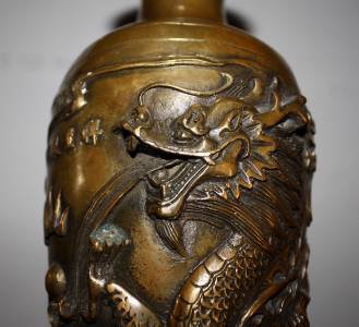 Old  Chinese Bronze Dragon Vase