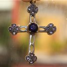 Elegant 925 Silver and Amethyst Encrusted Cross