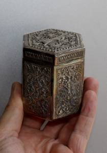 Asian Silver Dancing Lady Hexagonal Box