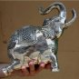 Asian Silver Squatting Elephant Statue