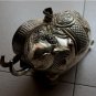 Asian Silver Squatting Elephant Statue