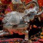 Asian Silver Squatting Elephant Statue